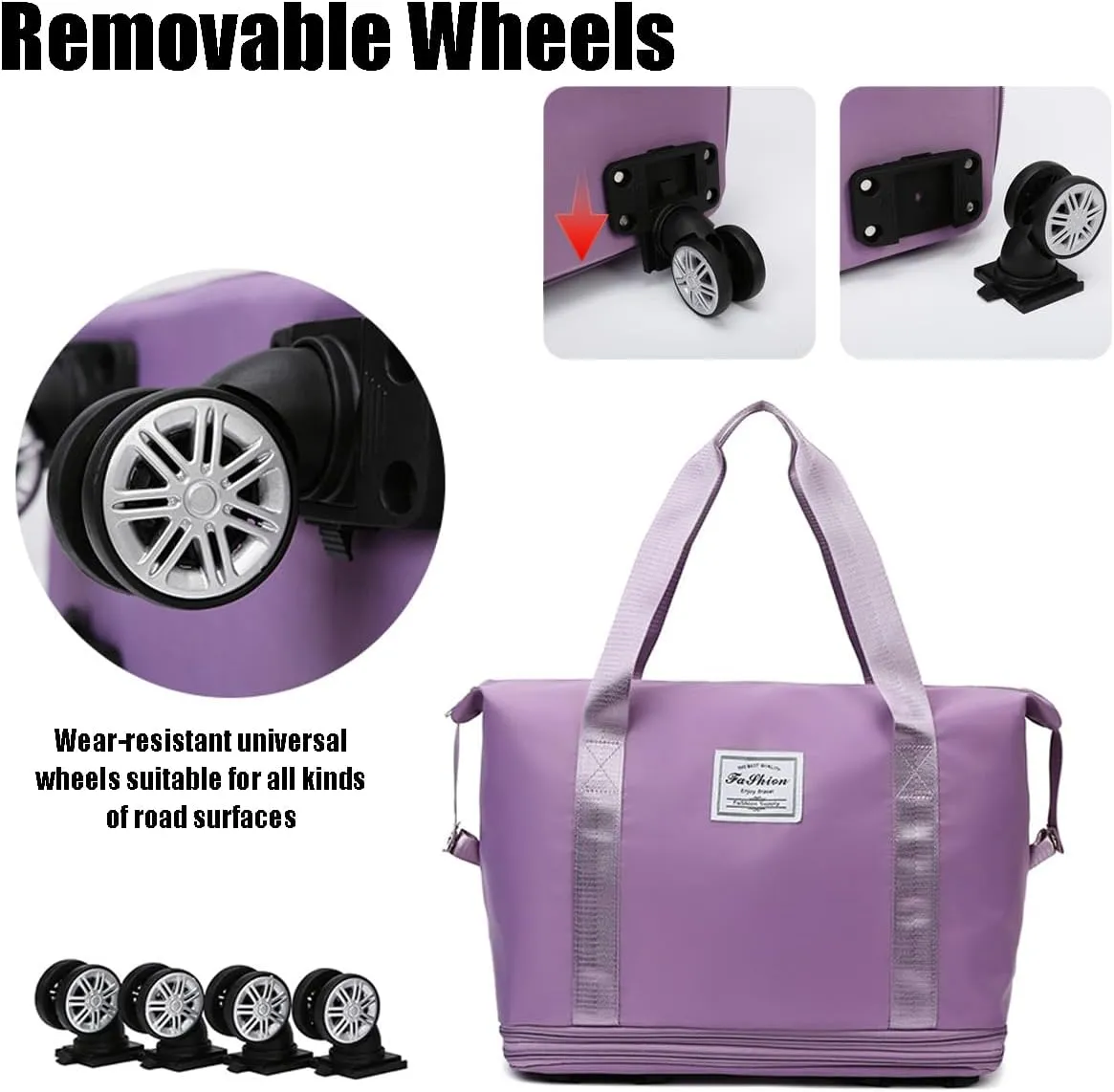 Kulken Travel Bag with Wheels, Kulken Travel Bag with Removable Wheels, 2025 New Large Capacity, Foldie Expandable - Lightweight Carry (Blue)