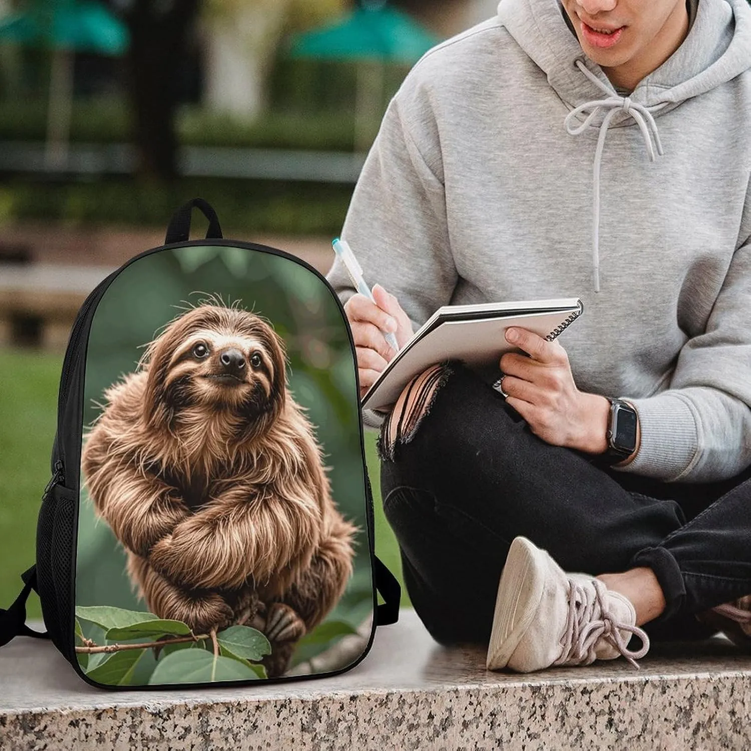 Laptop Backpack for Men Women Daypack Brown Sloth Computer Bag Travel Backpacks Laptop Bag