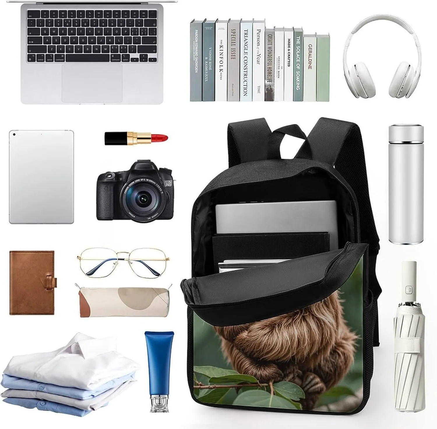 Laptop Backpack for Men Women Daypack Brown Sloth Computer Bag Travel Backpacks Laptop Bag