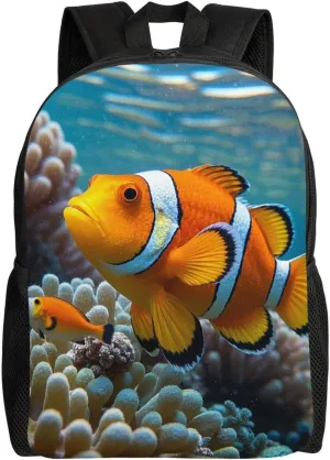 Laptop Backpack for Women Men Carry-on Backpack Clown Fish Daypack Lightweight Travel Shoulder Bags