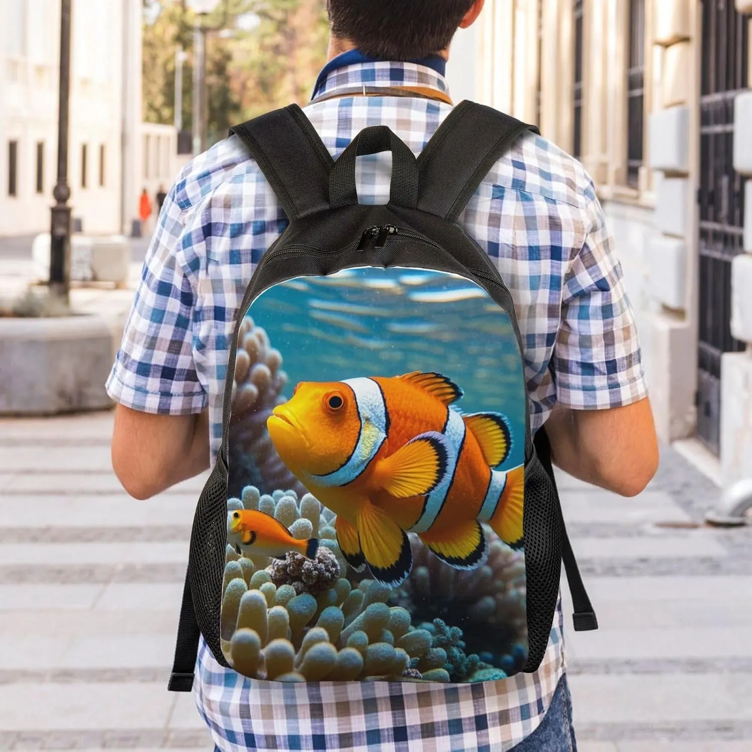 Laptop Backpack for Women Men Carry-on Backpack Clown Fish Daypack Lightweight Travel Shoulder Bags