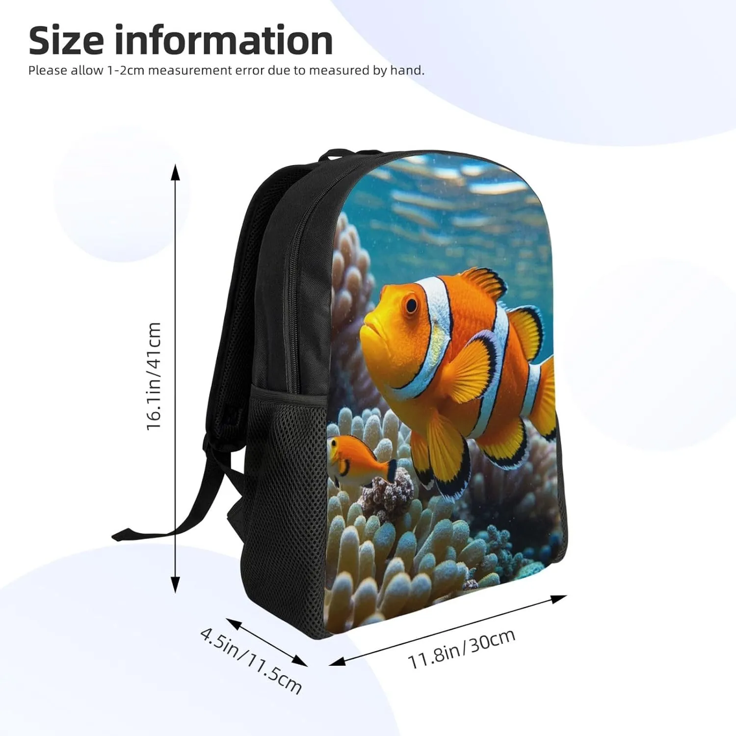 Laptop Backpack for Women Men Carry-on Backpack Clown Fish Daypack Lightweight Travel Shoulder Bags