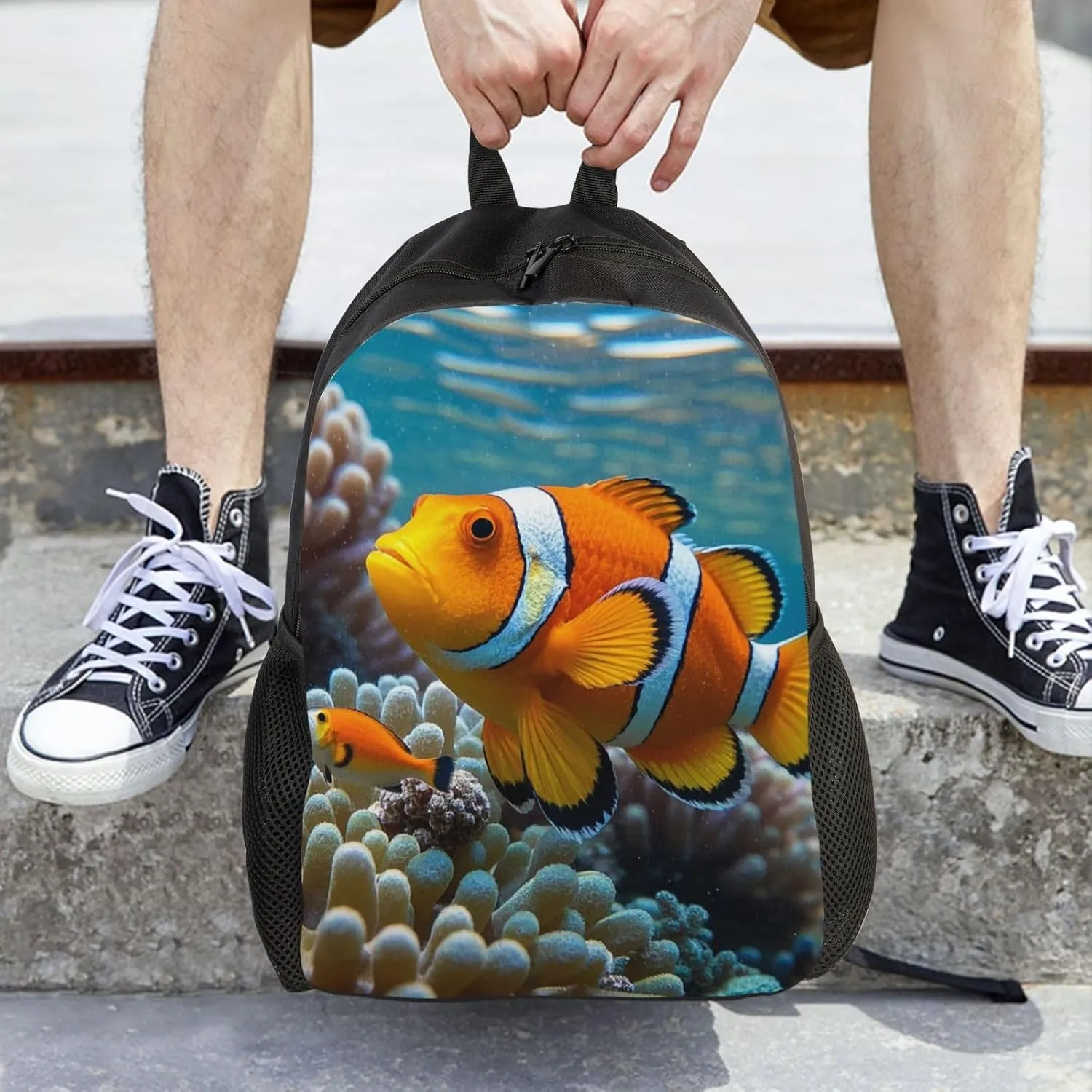 Laptop Backpack for Women Men Carry-on Backpack Clown Fish Daypack Lightweight Travel Shoulder Bags