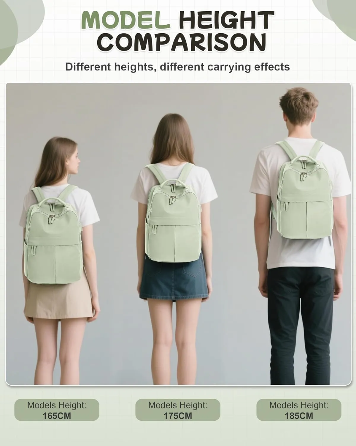 Laptop Backpack for Women Men Gym Work Backpack Casual Daypack Backpacks Small Travel Backpack for Traveling on Airplane Lightweight College Teacher Backpacks for Women Green