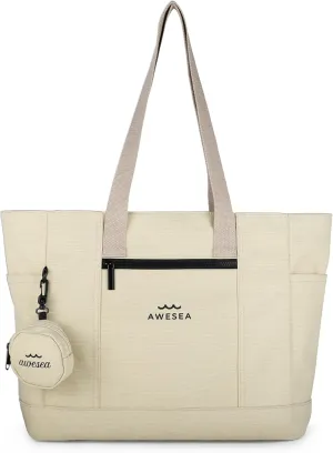 Large Canvas Tote Bag for Women - Durable Tote bags with interior Pocket and Zipper perfect for Travel and Daily Use