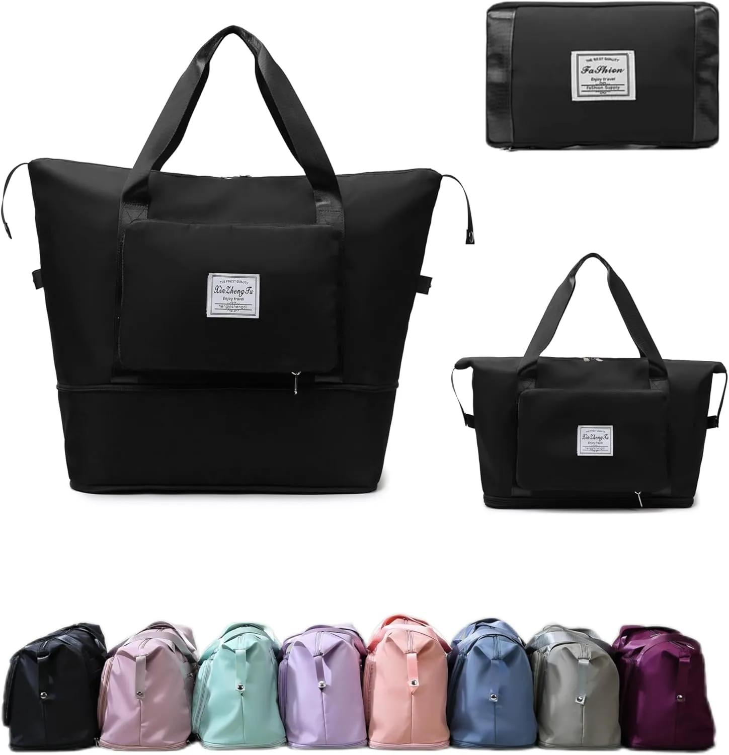 Large Capacity Foldable Travel Bag Expandable Collapsible Dry and Wet Separation Large Capacity Travel bag