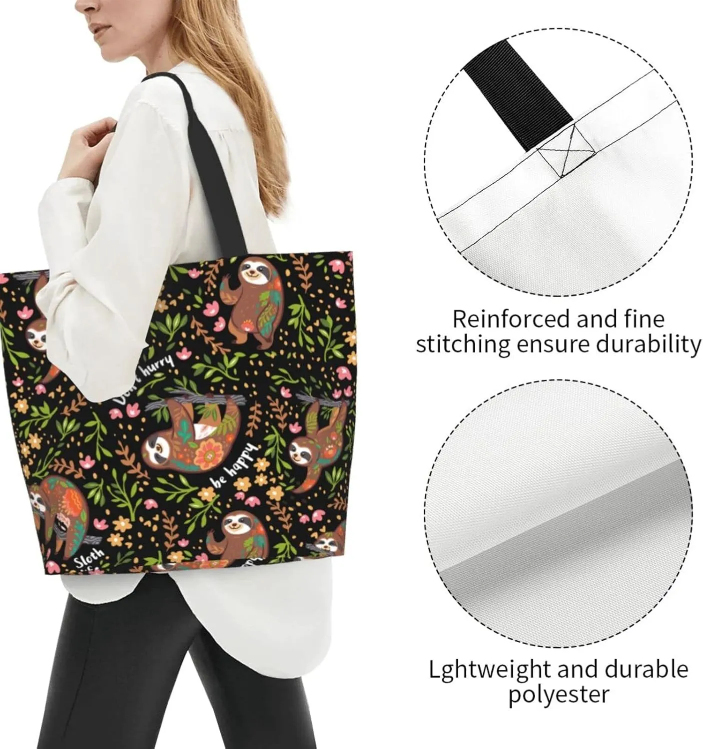 Large Capacity Reusable Canvas Shoulder Bag   Both Sides Bucket Hat Casual Tote Handbag