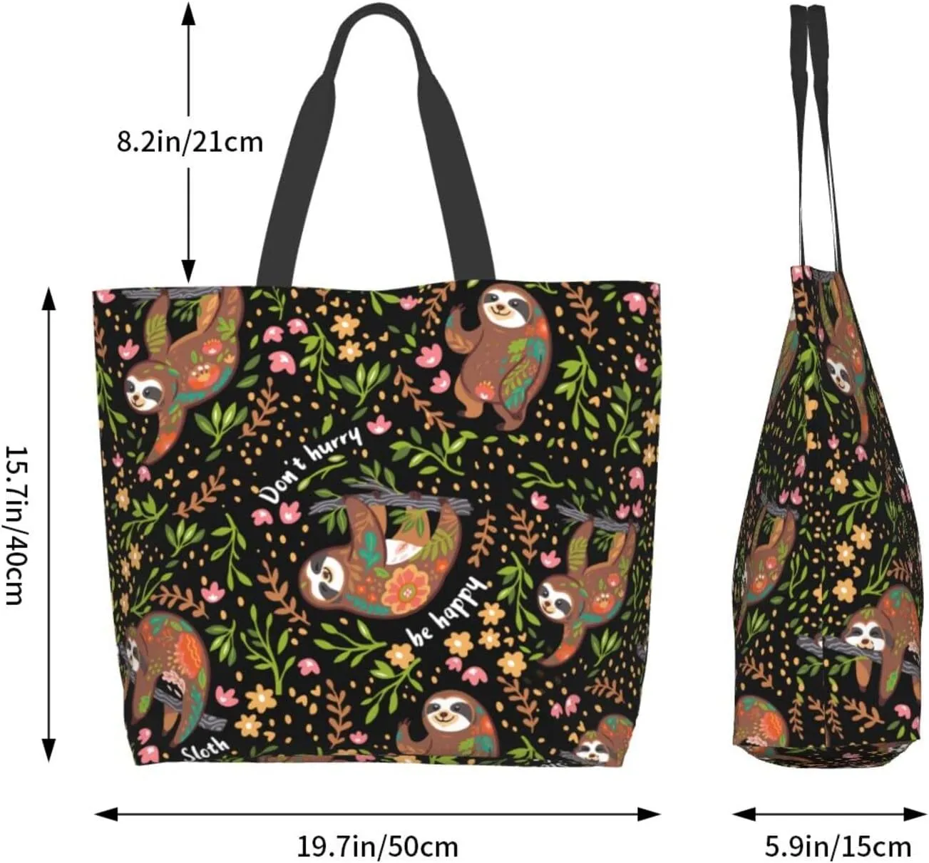 Large Capacity Reusable Canvas Shoulder Bag   Both Sides Bucket Hat Casual Tote Handbag
