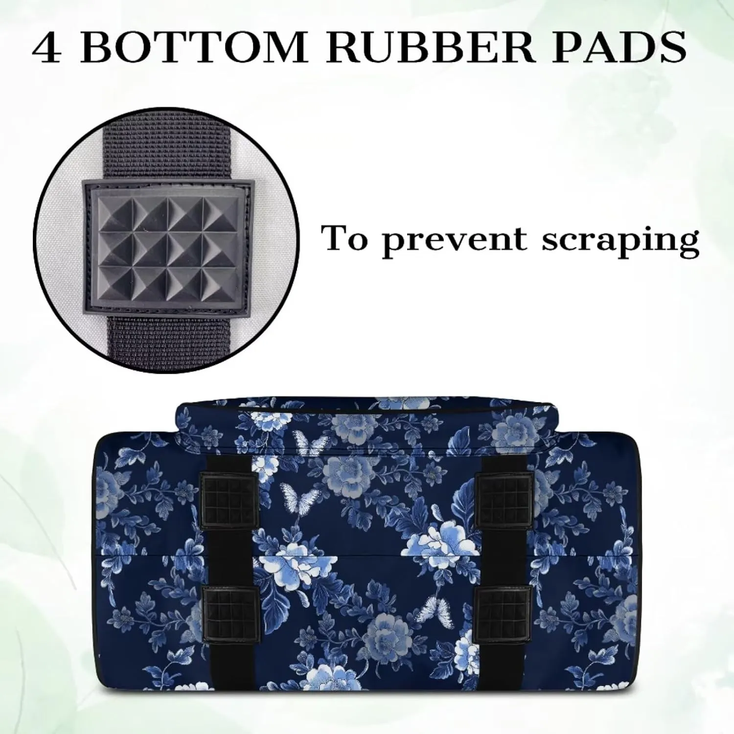 Large Capacity Sewing Machine Carrying Case Durable Tote Bag with Comfortable Handle and Two-Way Zipper Compatible with Most Sewing Machines, Blue Peony Flower Butterfly Print