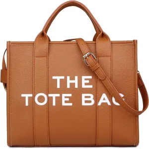 Large Capacity Solid Color Tote Bag - Minimalist Casual Handbag for Women Versatile Carry-All Purse (Brown)