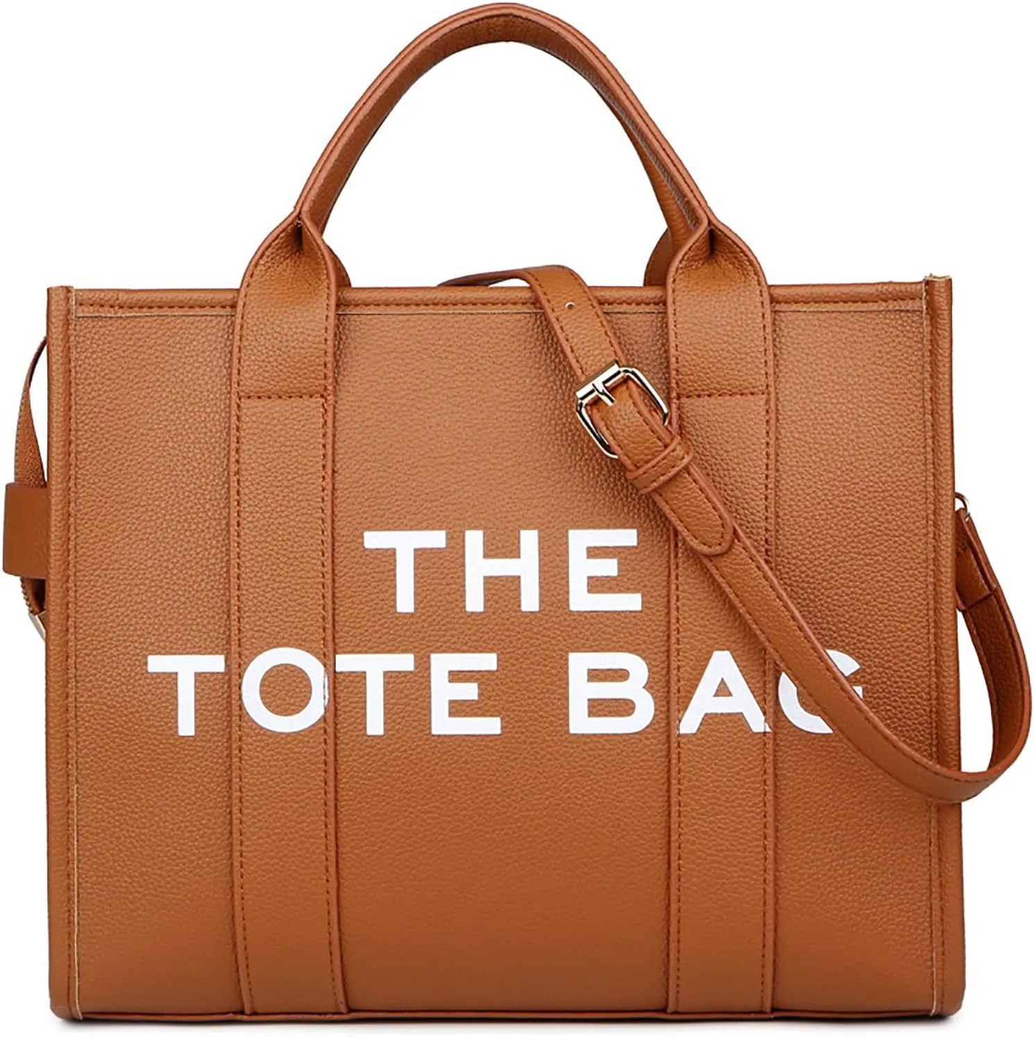 Large Capacity Solid Color Tote Bag - Minimalist Casual Handbag for Women Versatile Carry-All Purse (Brown)