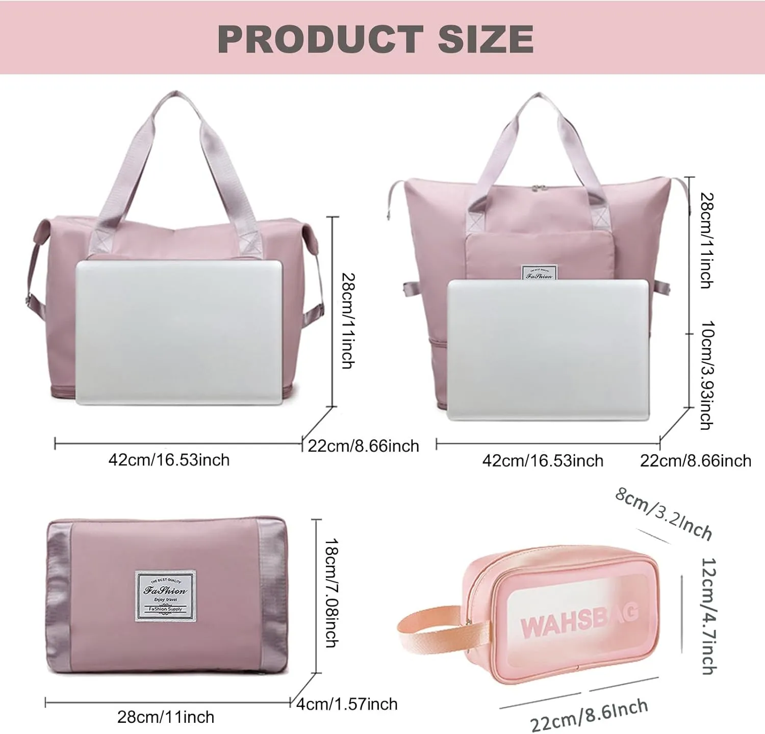 Large Capacity Travel Bag, Foldable Travel Bag, Expandable Travel Duffel Bag, Collapsible Waterproof Large Capacity Travel Handbag, Overnight Bag for Women and Man