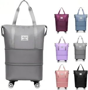 large capacity travel bag - wheel removable carry on luggage with wheels, waterproof rolling duffle bag suitable for outdoor and travel, ideal for traveler and leisure vacation (grey)