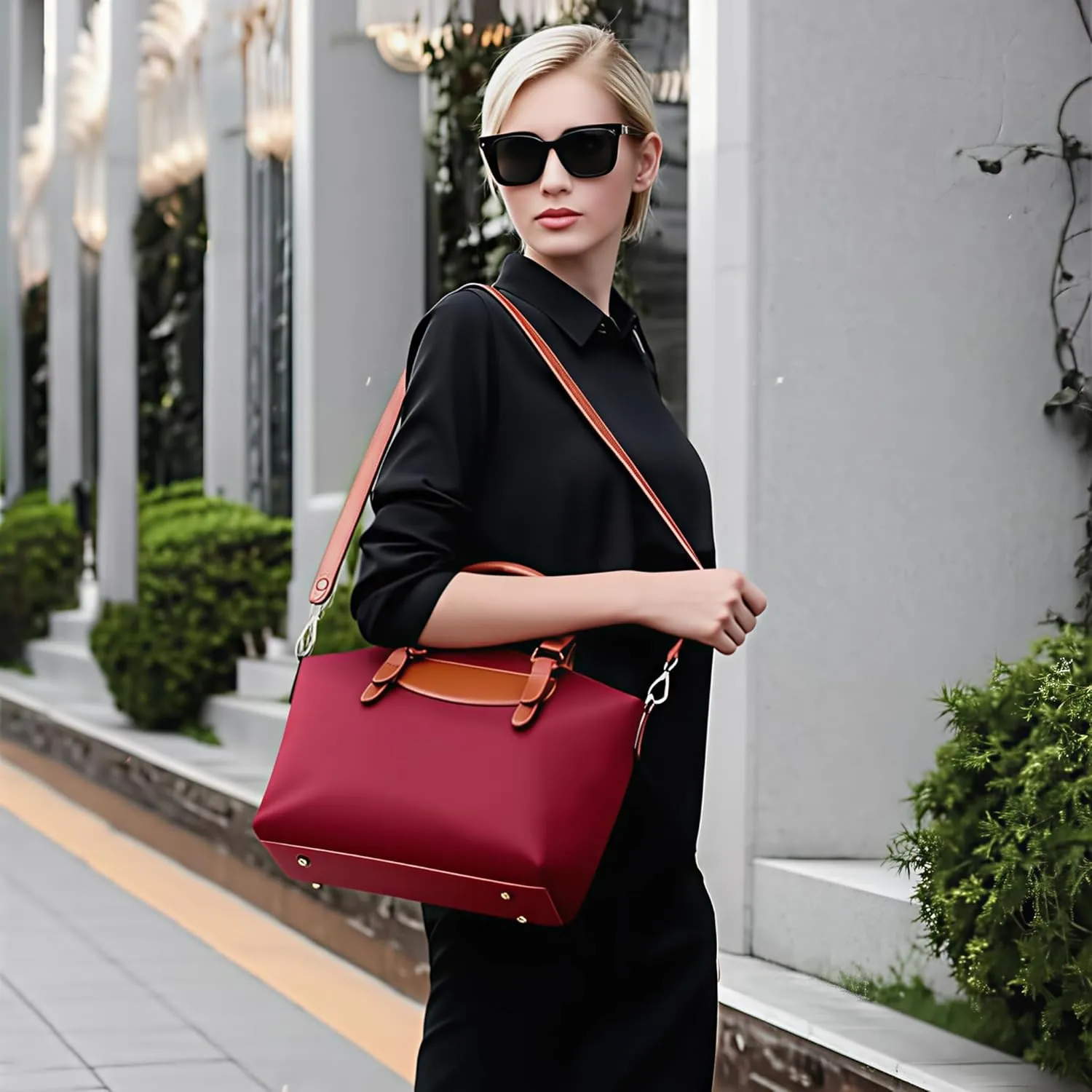 Large Nylon Handbags Set with Crossbody Purse, Waterproof Nylon Tote Bags for Women with Zipper, Casual Nylon Shoulder Bag