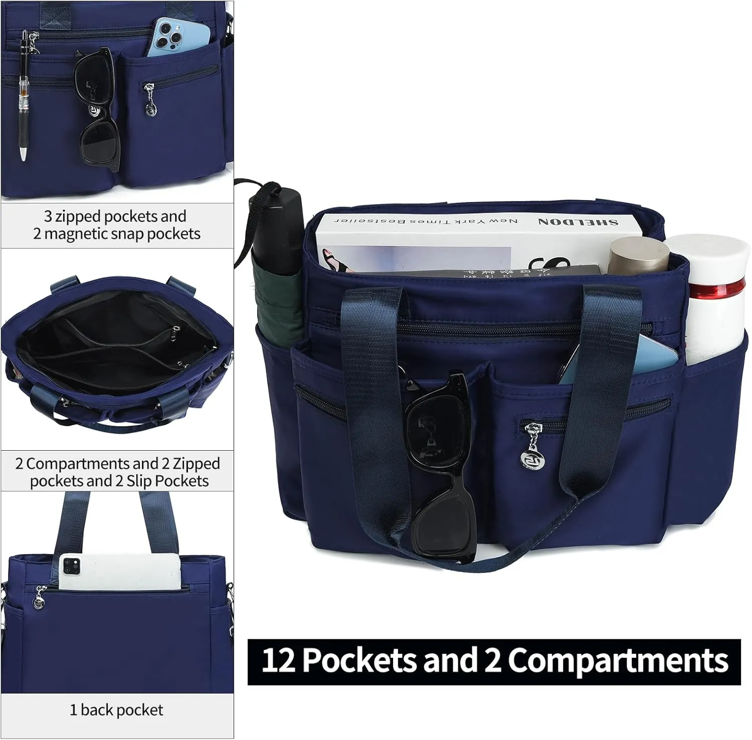 Large Tote Bag for Women, Waterproof Crossbody Purse With Multi Pockets, Shoulder Bag for Work