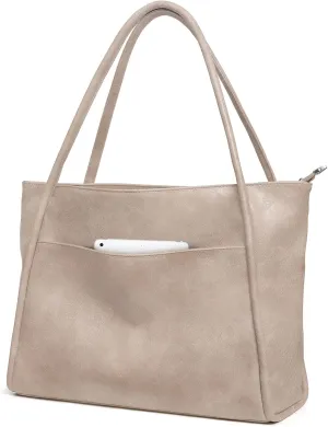 Large Tote Bag for Women Work with Zipper 16L Vegan Leather Ladies Travel Purses and Handbags