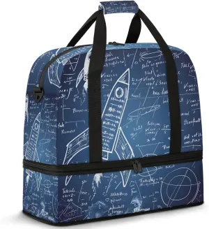 Large Travel Duffel Bag for Women Men Abstract Education Mathematics Gym Bag Weekender Overnight Bags With Shoe Compartment Foldie Travel Tote Bag Carry On Personal Item Bag for Travel Gym Sports