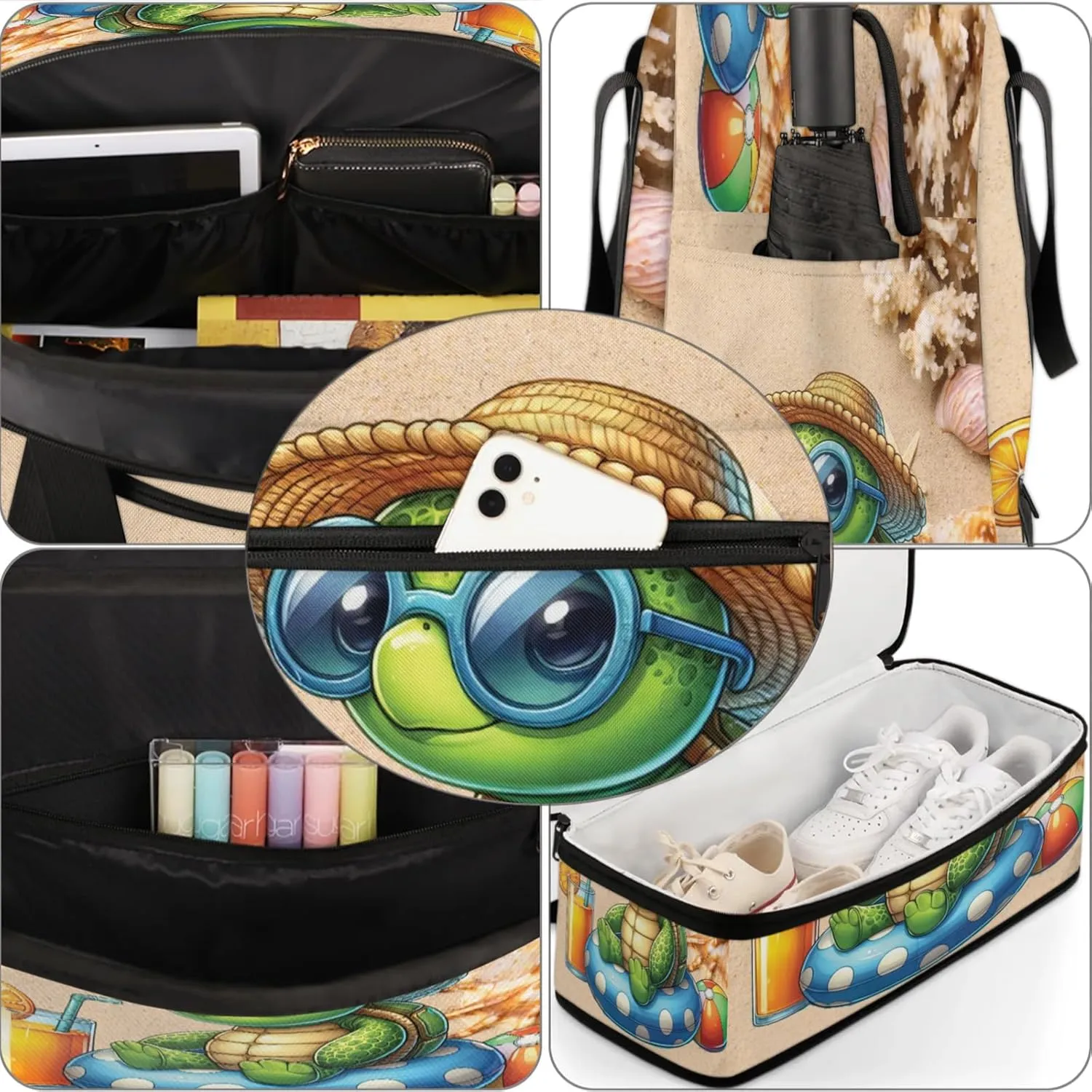 Large Travel Duffel Bag for Women Men Shell Beach Turtle Summer Gym Bag Weekender Overnight Bags With Shoe Compartment Foldie Travel Tote Bag Carry On Personal Item Bag for Travel Gym Sports