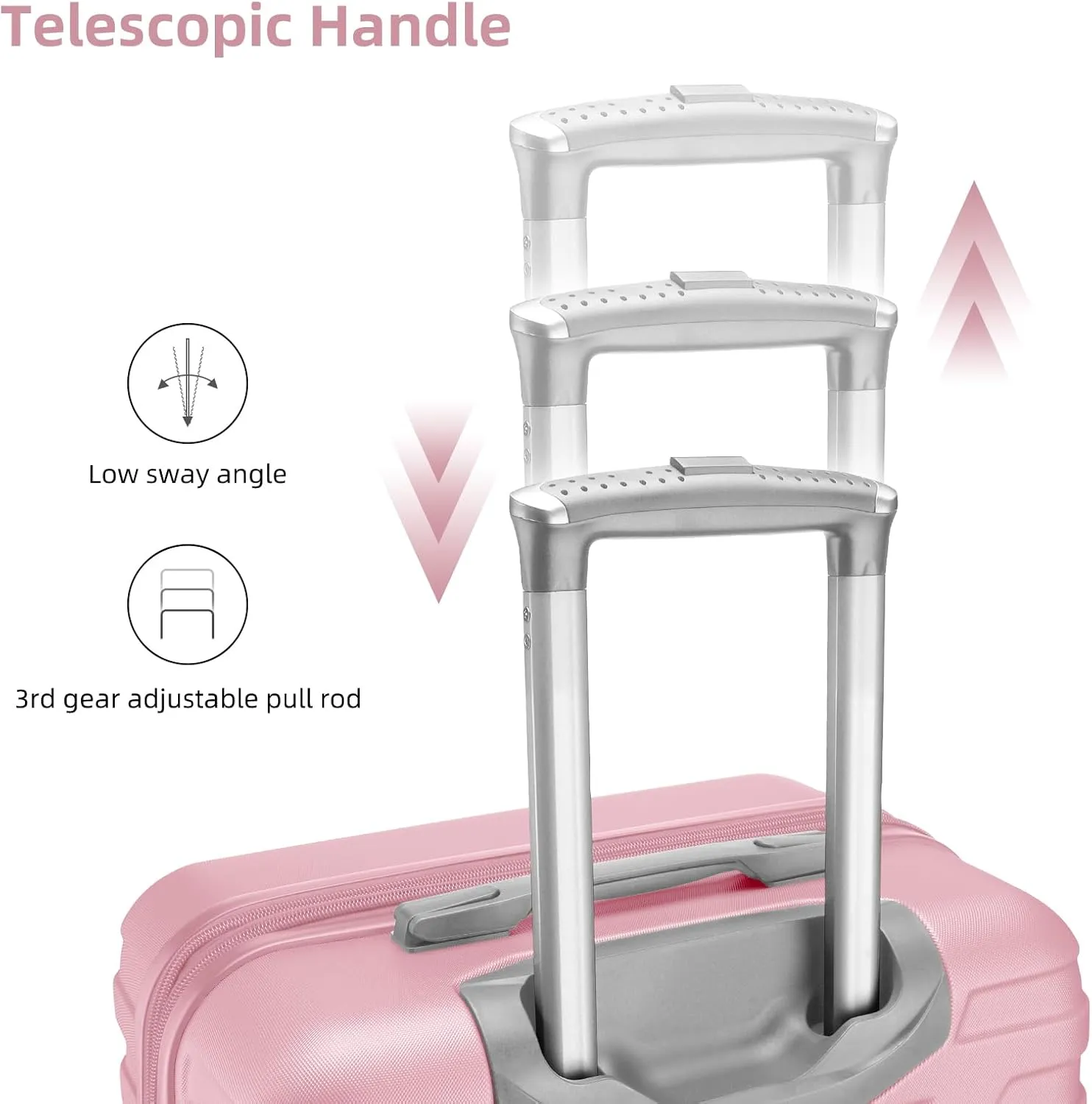 LARVENDER Luggage 6 Piece Sets Hardside Expandable Suitcases with Spinner Wheels TSA Lock, Lightweight Travel Carry On Luggage Sets for Women, Pink