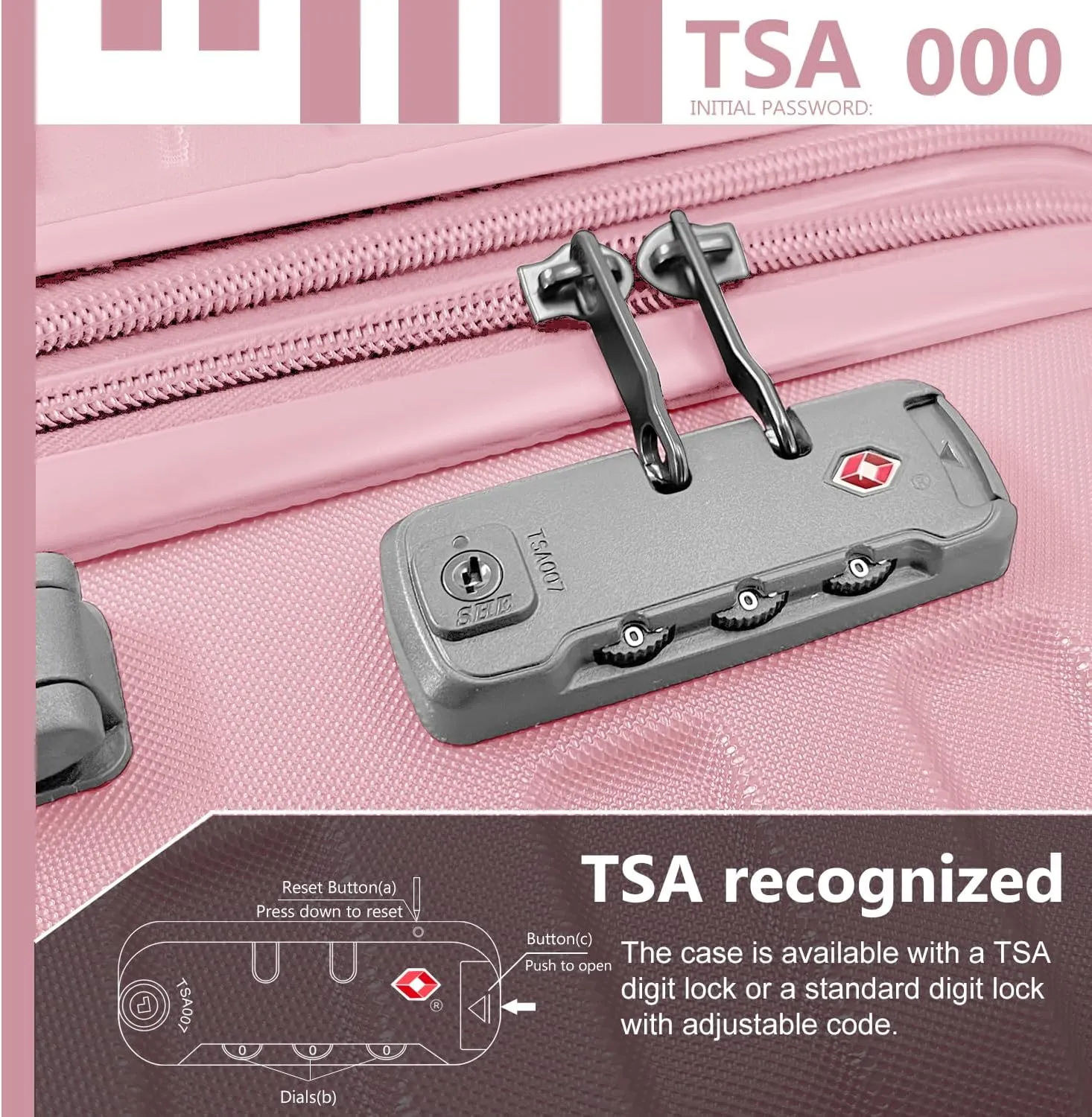 LARVENDER Luggage 6 Piece Sets Hardside Expandable Suitcases with Spinner Wheels TSA Lock, Lightweight Travel Carry On Luggage Sets for Women, Pink