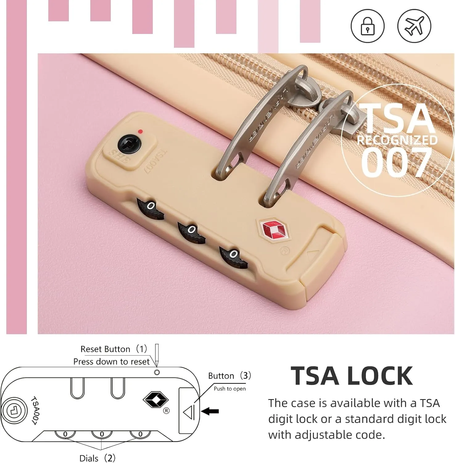LARVENDER Luggage Sets 3 Piece, Expandable Carry on Luggage 22x14x9 Airline Approved Hardshell Suitcases with Spinner Wheels TSA Lock, Vintage Rolling Luggage for Men and Women, Pink