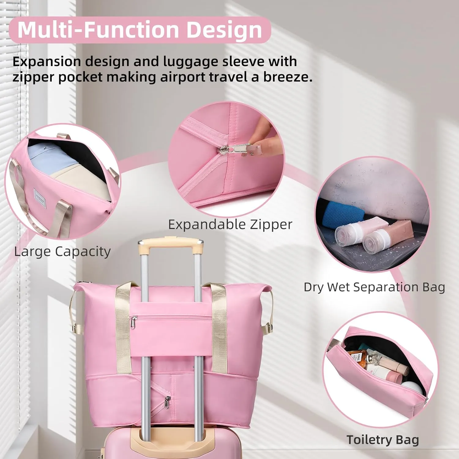 LARVENDER Luggage Sets 3 Piece, Expandable Carry on Luggage 22x14x9 Airline Approved Hardshell Suitcases with Spinner Wheels TSA Lock, Vintage Rolling Luggage for Men and Women, Pink