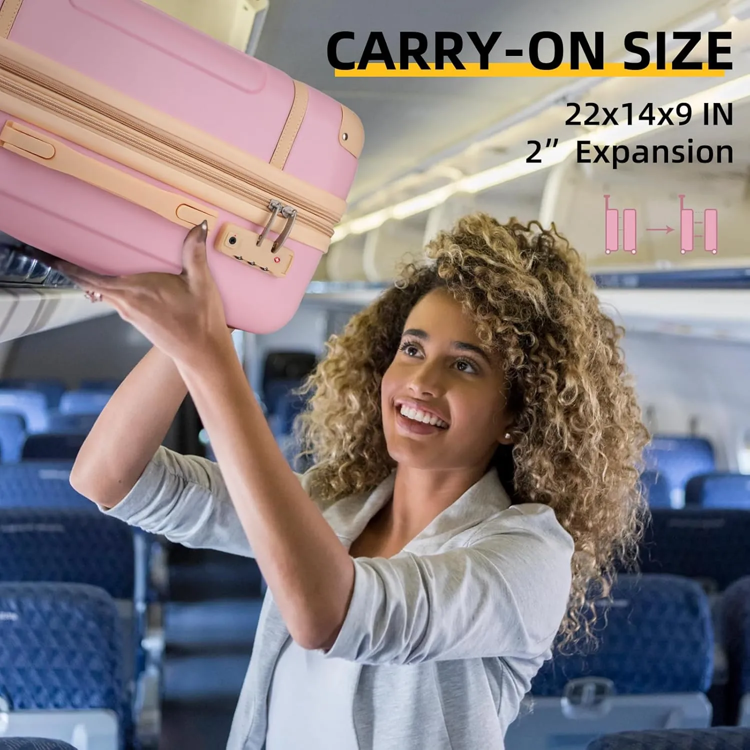 LARVENDER Luggage Sets 3 Piece, Expandable Carry on Luggage 22x14x9 Airline Approved Hardshell Suitcases with Spinner Wheels TSA Lock, Vintage Rolling Luggage for Men and Women, Pink