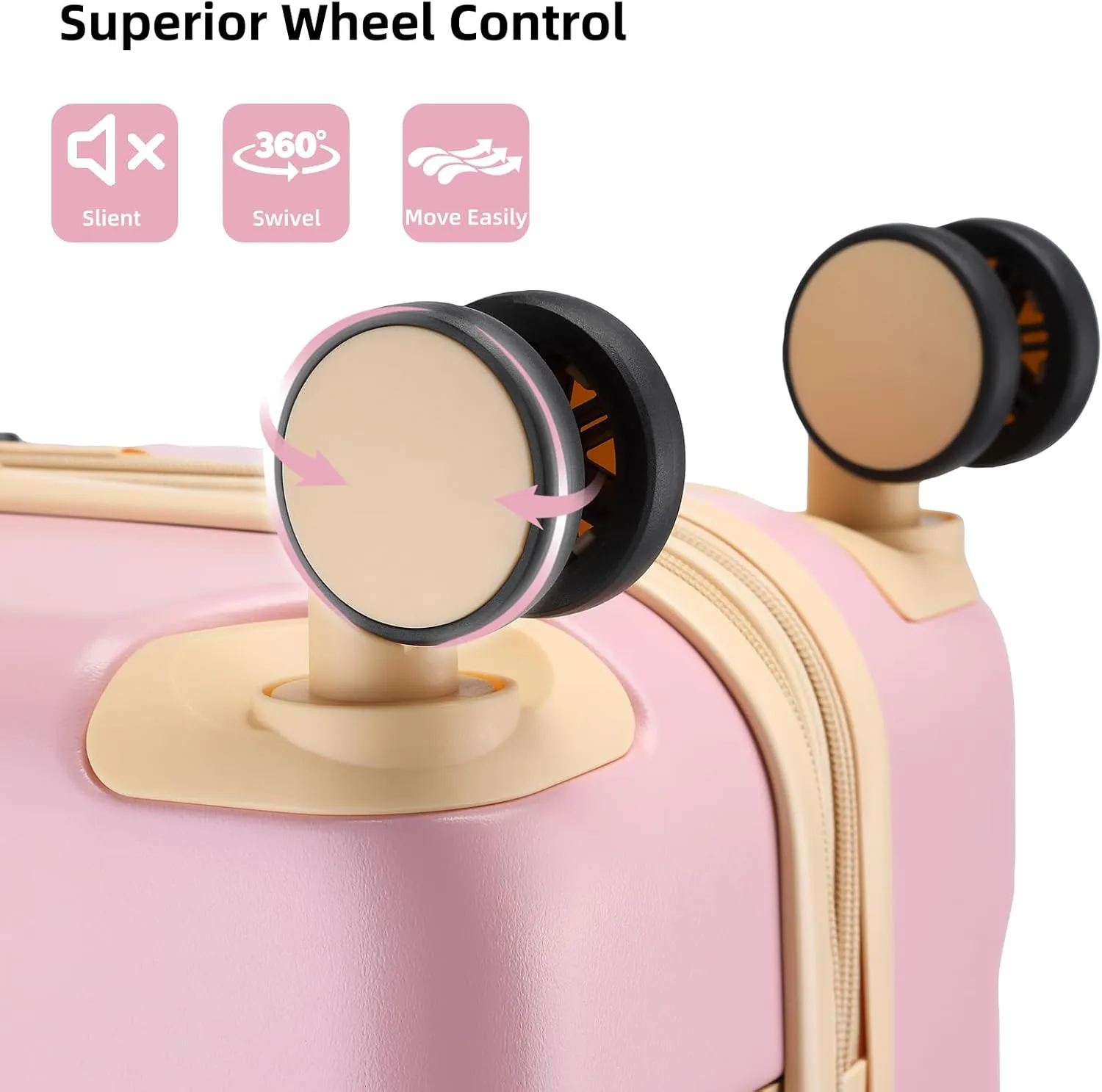LARVENDER Luggage Sets 3 Piece, Expandable Carry on Luggage 22x14x9 Airline Approved Hardshell Suitcases with Spinner Wheels TSA Lock, Vintage Rolling Luggage for Men and Women, Pink