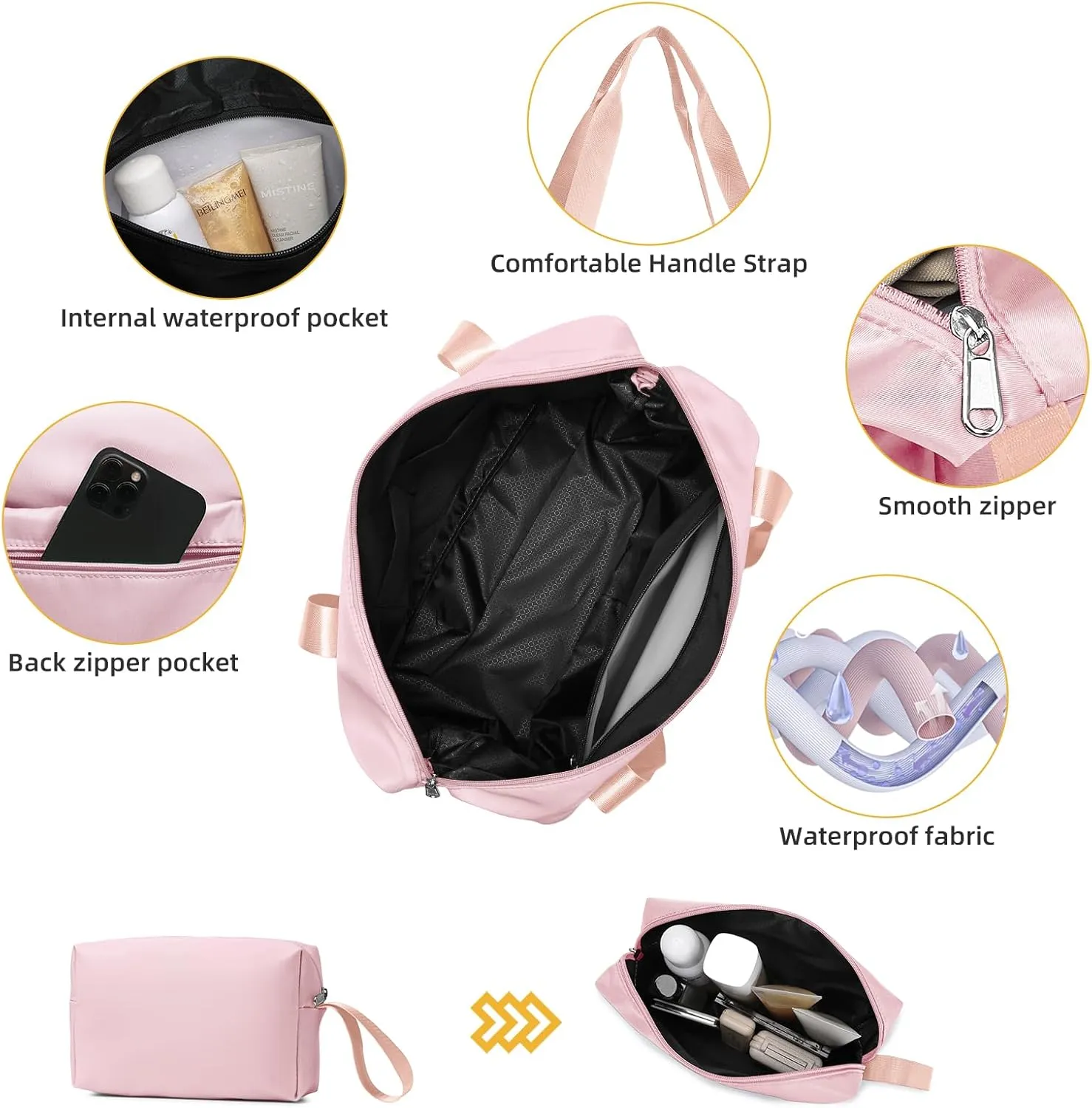 LARVENDER Luggage Sets 3 Piece with Duffel Bag Hardside PP Carry On Suitcase with 360° Spinner Wheels TSA Lock Luggage Sets for Women, Orchid Pink