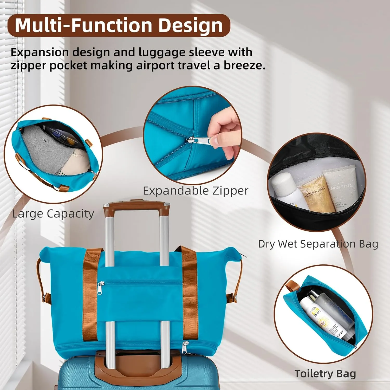 LARVENDER Luggage Sets 6 Piece, Expandable Hardside Carry on Suitcase Set with Spinner Wheels, Lightweight Rolling Luggage Sets for Women with TSA Lock, Blue