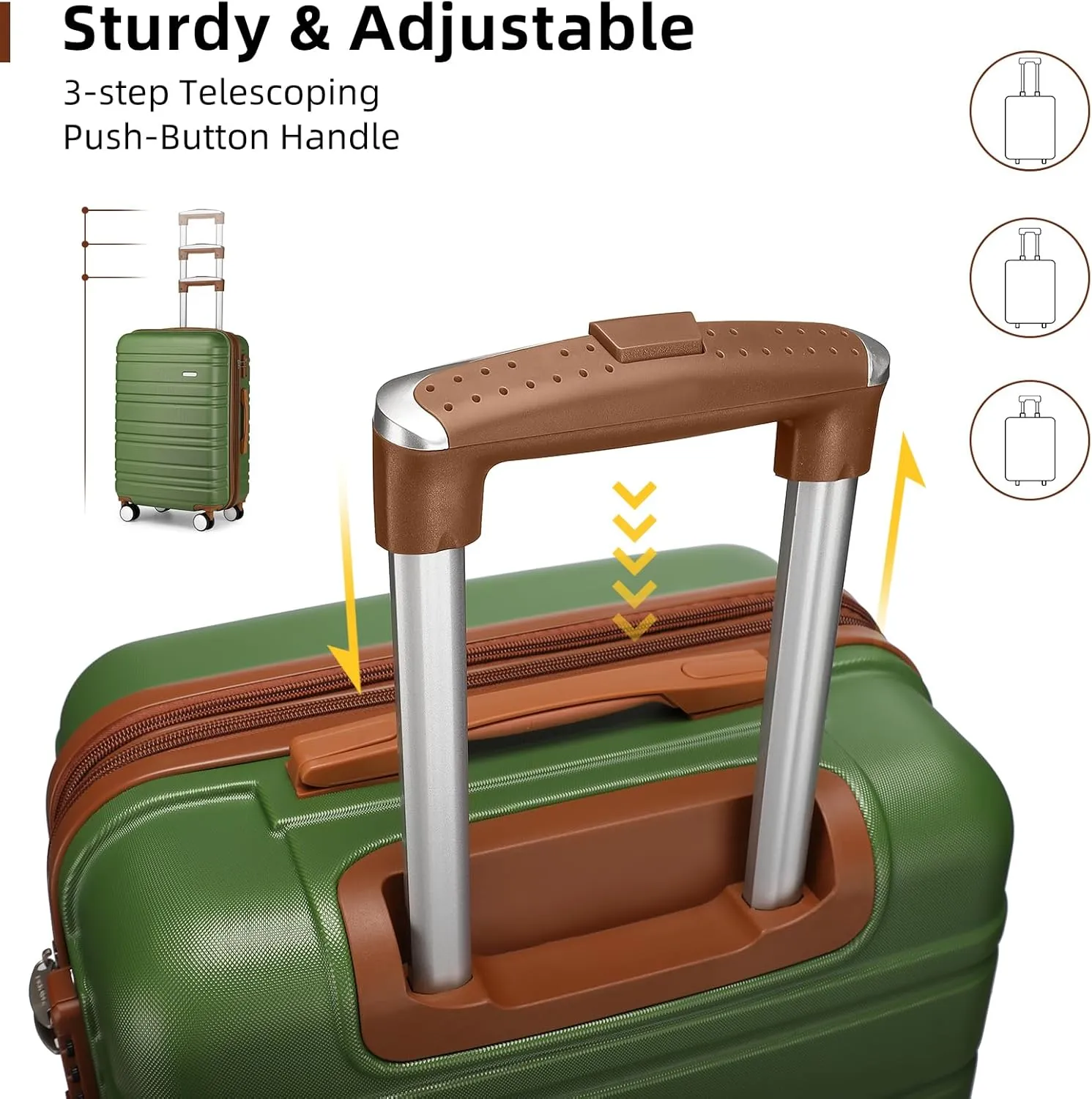 LARVENDER Luggage Sets 6 Piece, Expandable Hardside Carry on Suitcase Set with Spinner Wheels, Lightweight Rolling Luggage Sets for Women with TSA Lock, Green