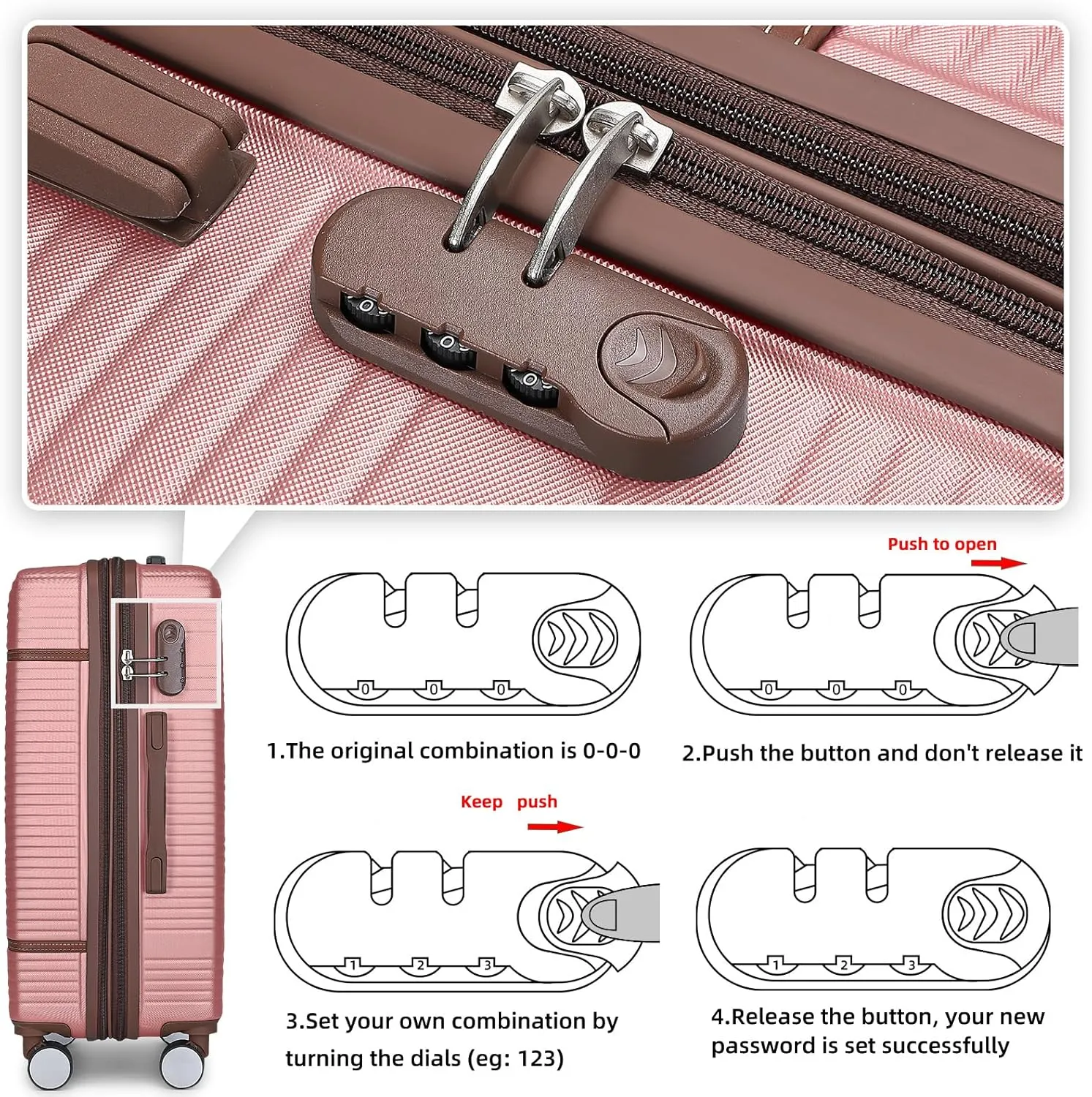 LARVENDER Luggage Sets 6 Piece, Expandable(Only 28 & 24") Luggage Set Clearance for Women, Suitcases with 360° Spinner Wheels, Hardside Travel Luggage with Duffel Bag for men, Rose Gold