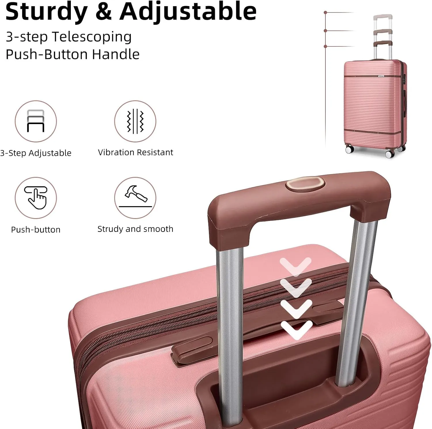 LARVENDER Luggage Sets 6 Piece, Expandable(Only 28 & 24") Luggage Set Clearance for Women, Suitcases with 360° Spinner Wheels, Hardside Travel Luggage with Duffel Bag for men, Rose Gold