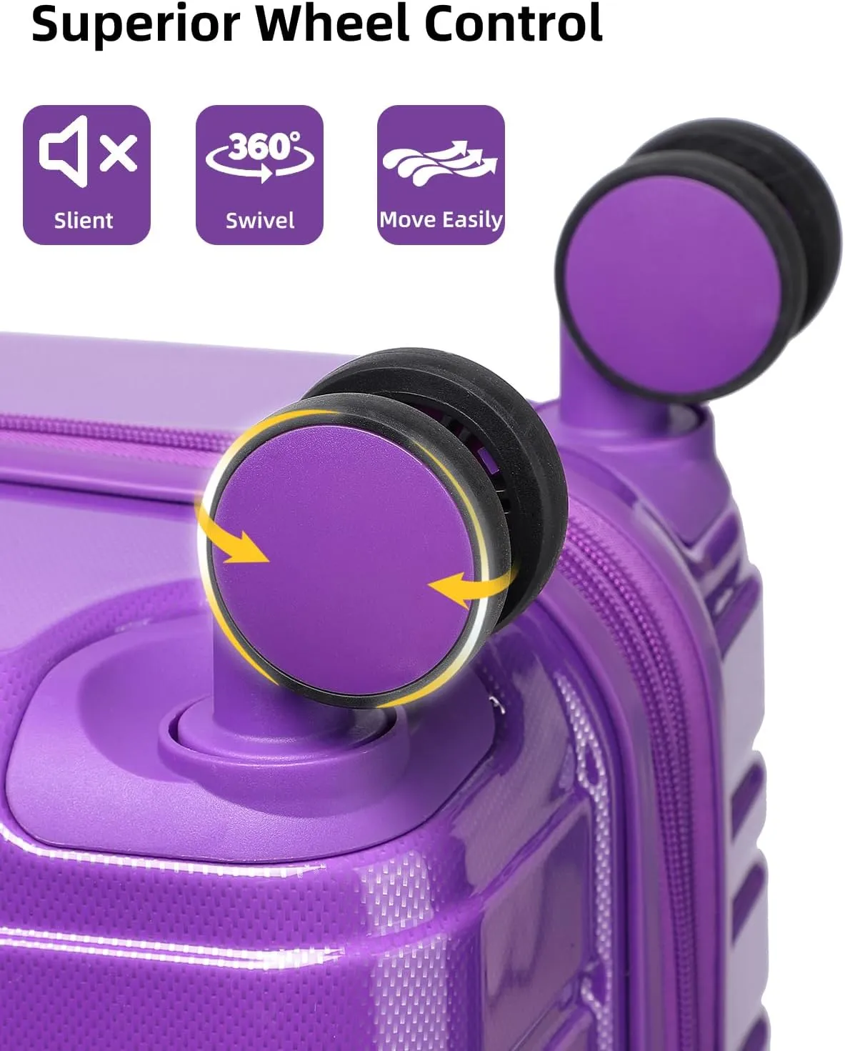 LARVENDER Luggage Sets 6 Piece Hardside Expandable Suitcase with Wheels TSA Lock, PC ABS Hardshell Lightweight Travel Luggage Sets for Women, Glossy Purple