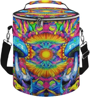 Leak Proof Trippy Rainbow Mushroom Tie Dye Art Insulated Cooling Pack Easy to Carry, Collapsible Backpack Cooler for Outdoor Picnic Lunch Hiking Camping