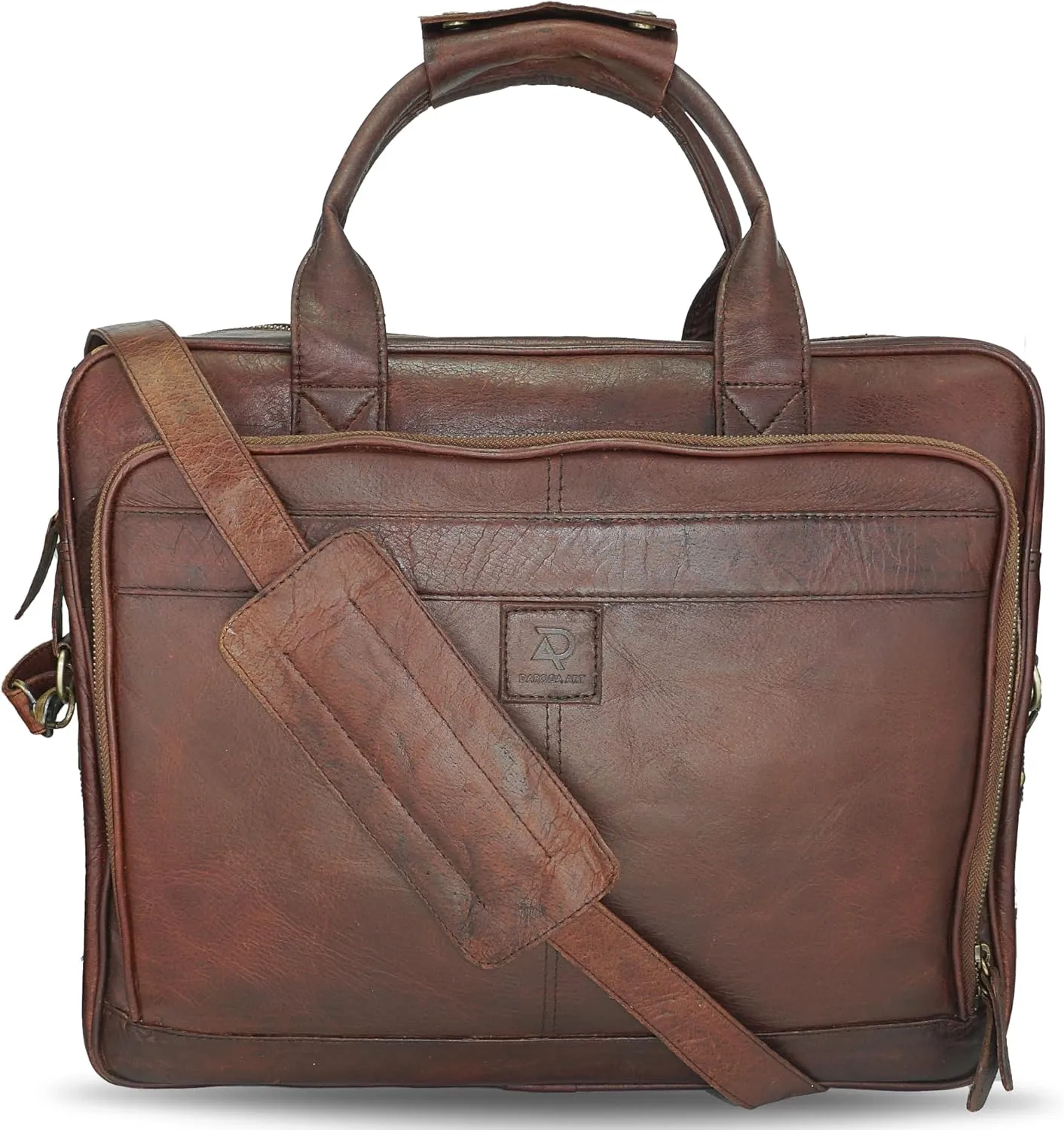 Leather Briefcase for Men and women - Vintage 15.6" Laptop Messenger Bag Genuine Crazy Horse Leather Business Satchel