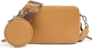 Leather Crossbody Bag for Women, Purses For Women, Satchel Bag 2 Zipper Compartments 2 Straps and External Pouch