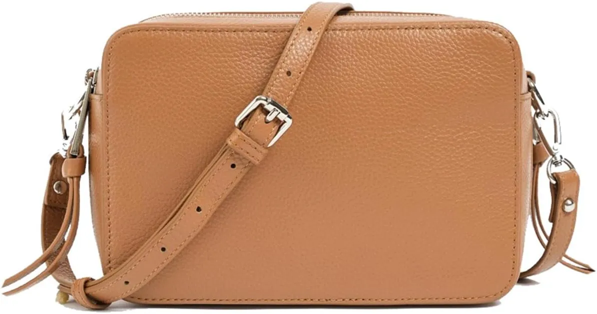 Leather Crossbody Bag for Women, Purses For Women, Satchel Bag 2 Zipper Compartments 2 Straps and External Pouch