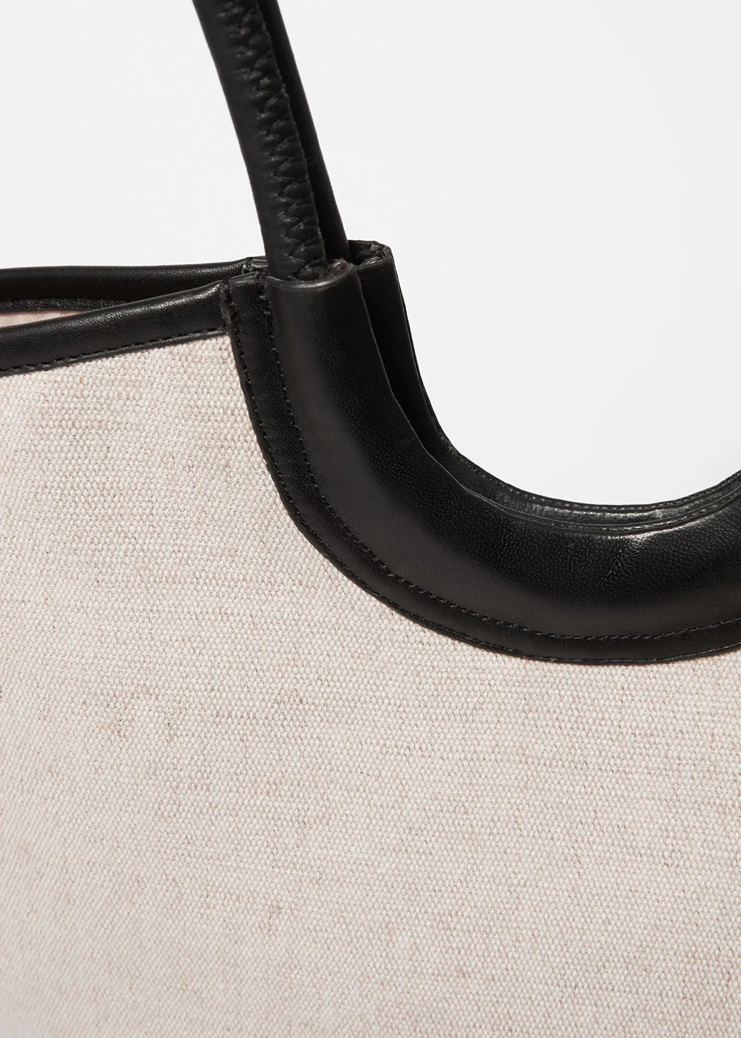 Leather-Detailed Straw Tote Bag