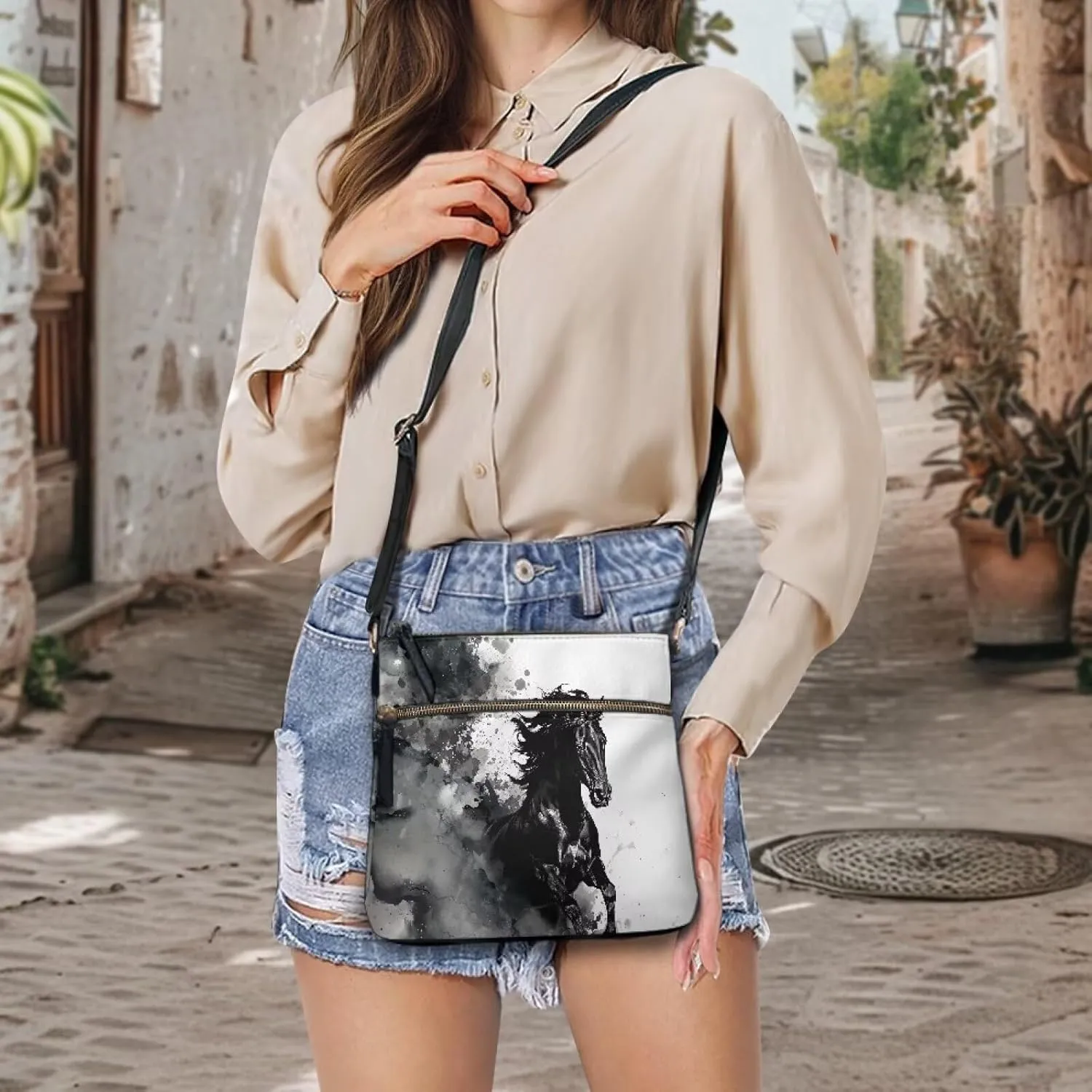 Leather Purse for Women, Small Leather Hobo Bag for Women Fashion Travel Sling Purse Zippered for Girls