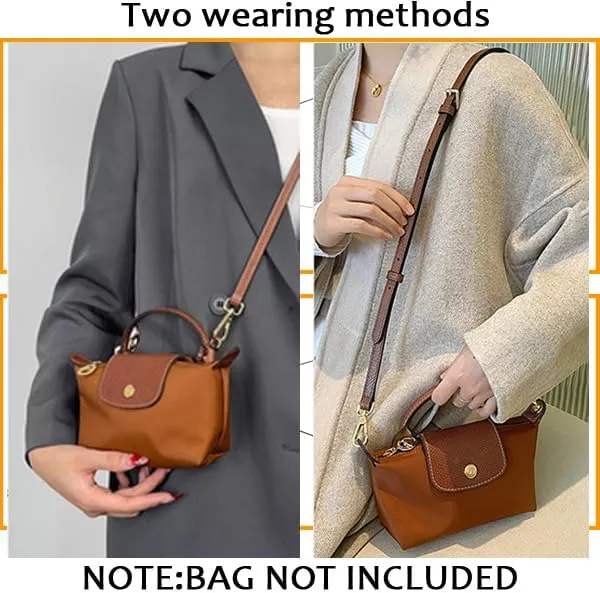 Leather Purse Straps Suitable for Longchamp Bag Replacement Conversion Kit Adjustable Women Mini Shoulder Bag Purse Crossbody Handbag(Black Silver)