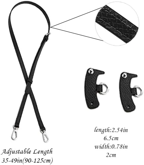 Leather Purse Straps Suitable for Longchamp Bag Replacement Conversion Kit Adjustable Women Mini Shoulder Bag Purse Crossbody Handbag(Black Silver)