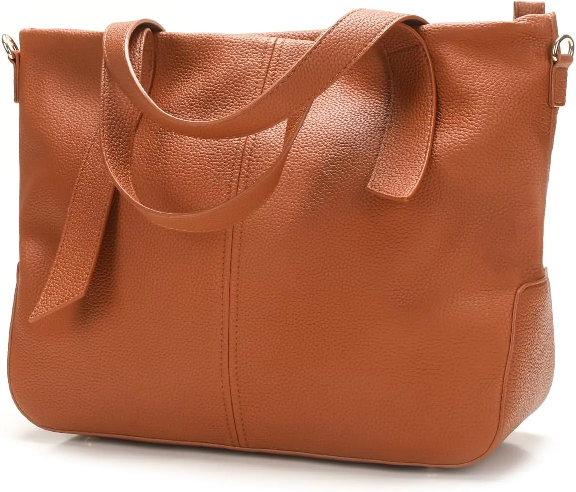 Leather Tote Shoulder Bag for Women Satchel Handbag with Top Handles | Minimalist Elegant | Large Capacity Bag