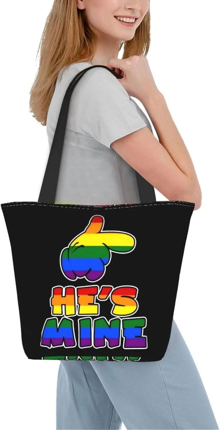 LGBT Gay Pride Butterflies Rainbow Women's Tote Bag Lightweight Shopping Handbag Travel Shoulder Bag With Zipper