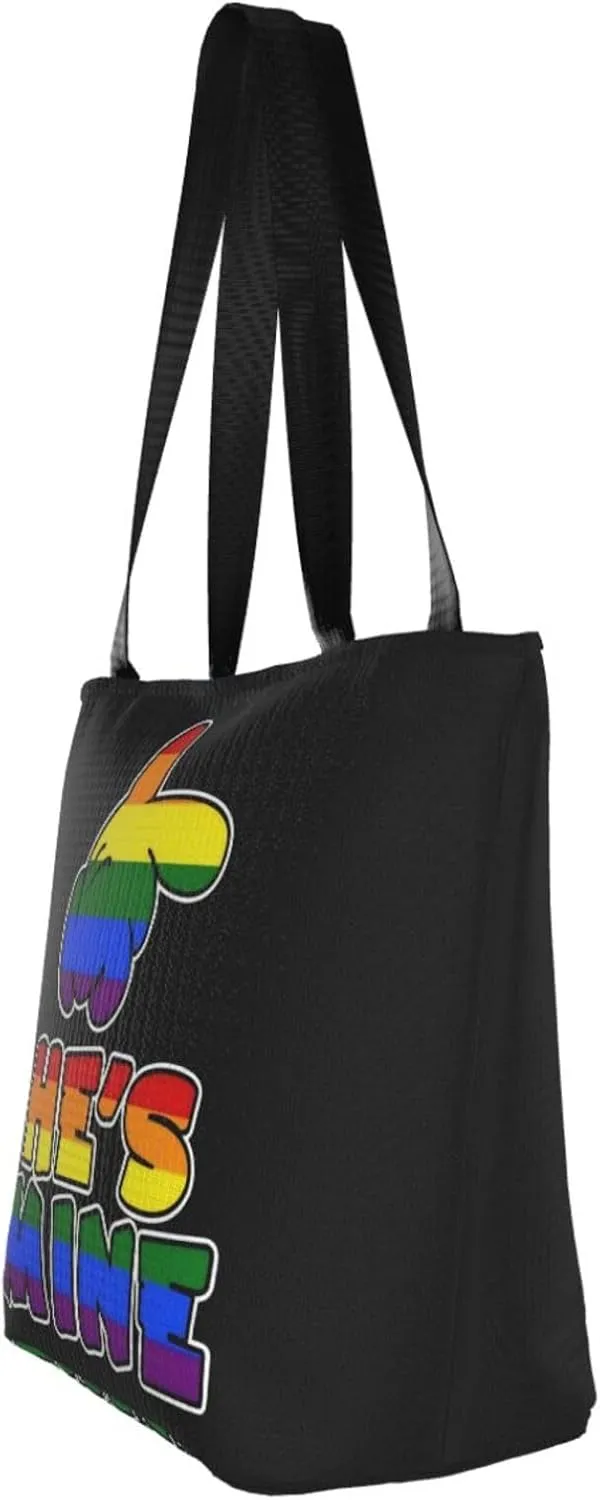 LGBT Gay Pride Butterflies Rainbow Women's Tote Bag Lightweight Shopping Handbag Travel Shoulder Bag With Zipper