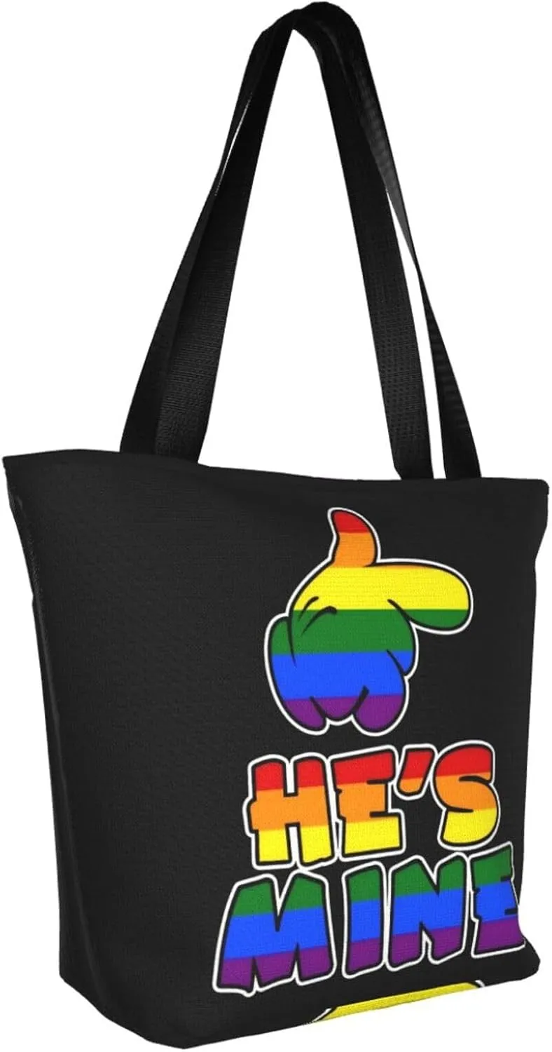 LGBT Gay Pride Butterflies Rainbow Women's Tote Bag Lightweight Shopping Handbag Travel Shoulder Bag With Zipper