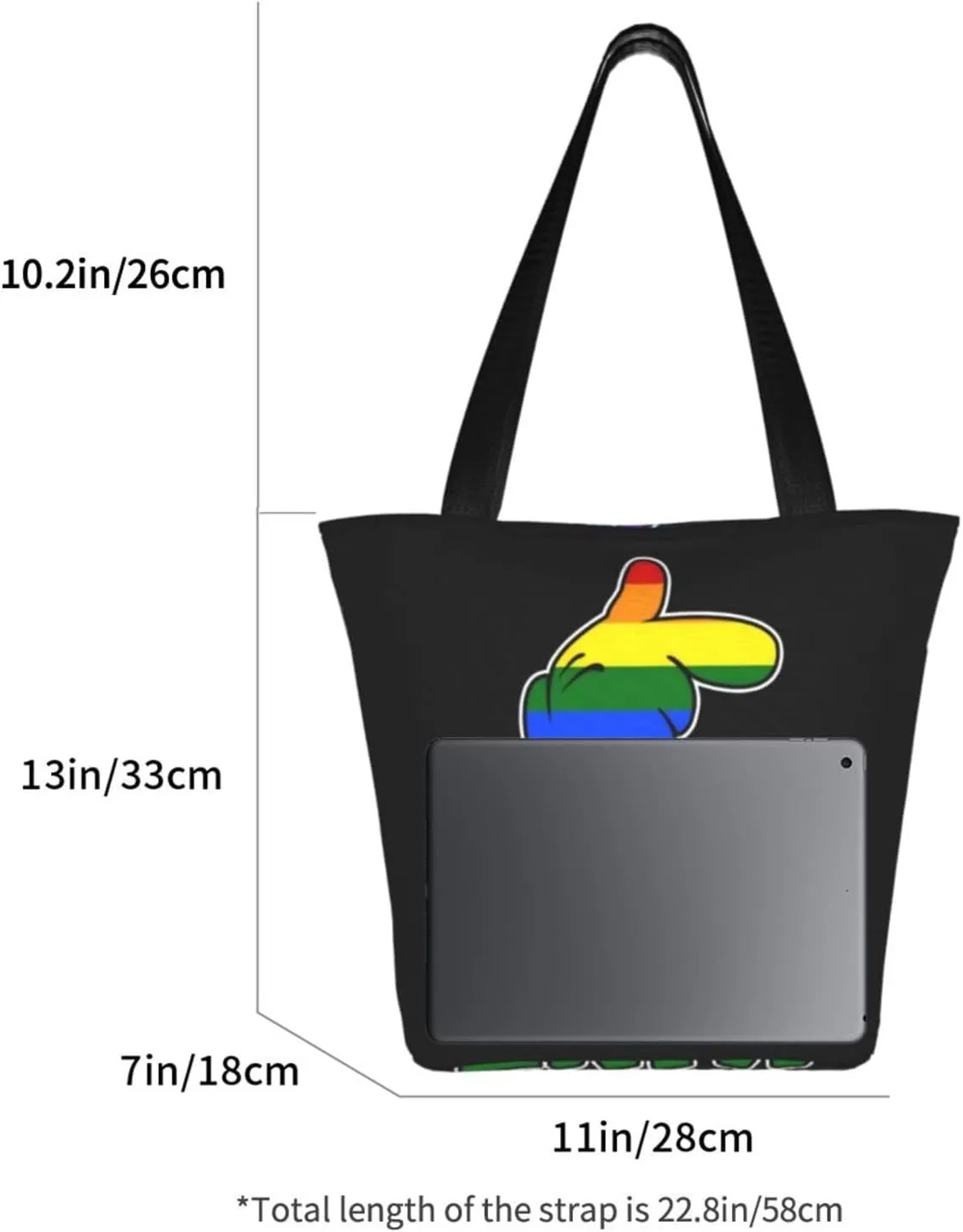 LGBT Gay Pride Butterflies Rainbow Women's Tote Bag Lightweight Shopping Handbag Travel Shoulder Bag With Zipper