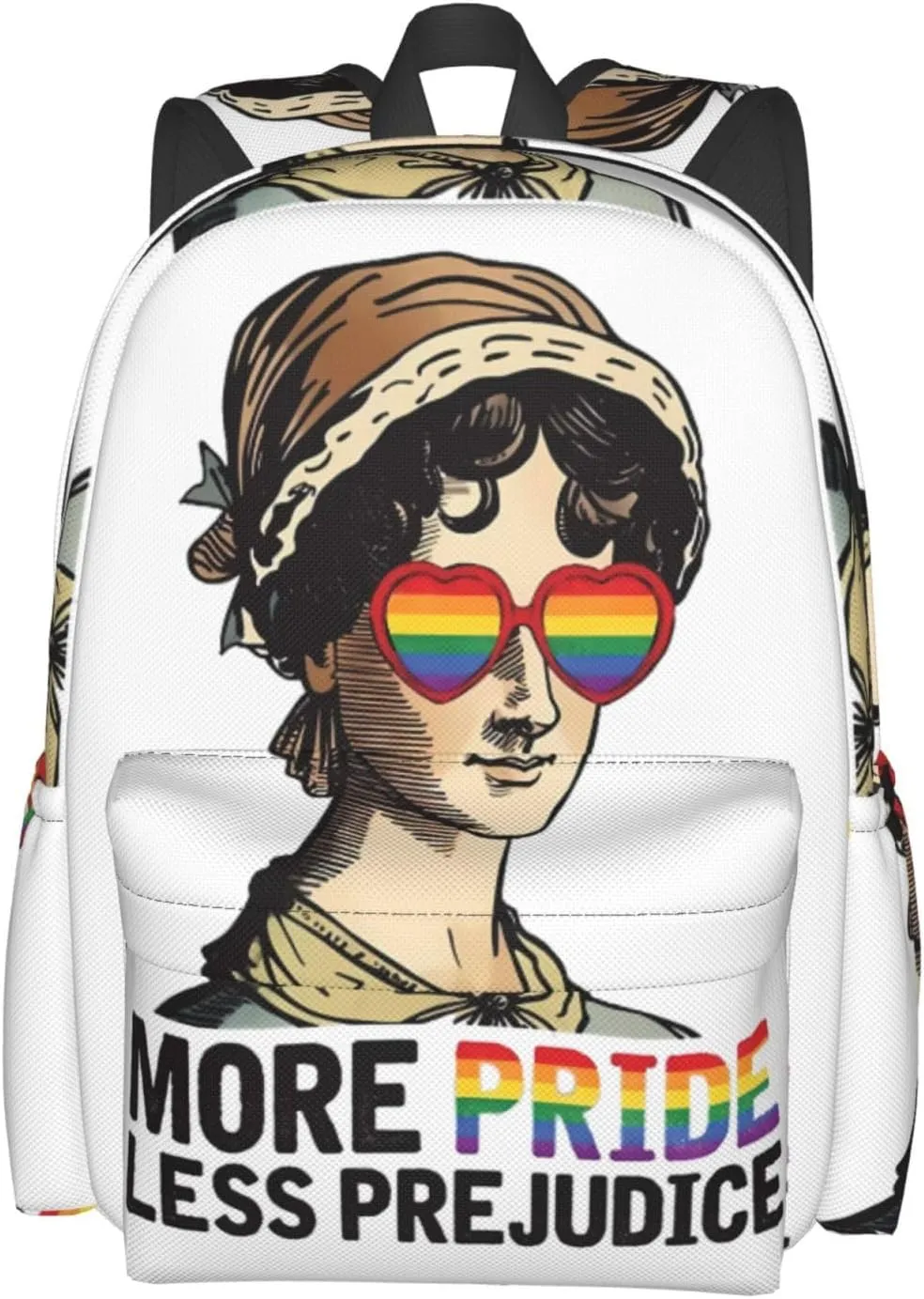 LGBT Rainbow Gay More Pride Less Prejudice 17 Inch Casual Backpack Laptop Backpacks Travel Back Pack Large Camping Rucksack Hiking Daypack Lightweight Double Shoulder Bag