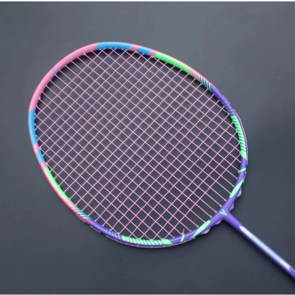 Light Weight 8U 65g Carbon Fibe Badminton Rackets with Strings Bags 22-30LBS Professional Racquet Sports for Adult