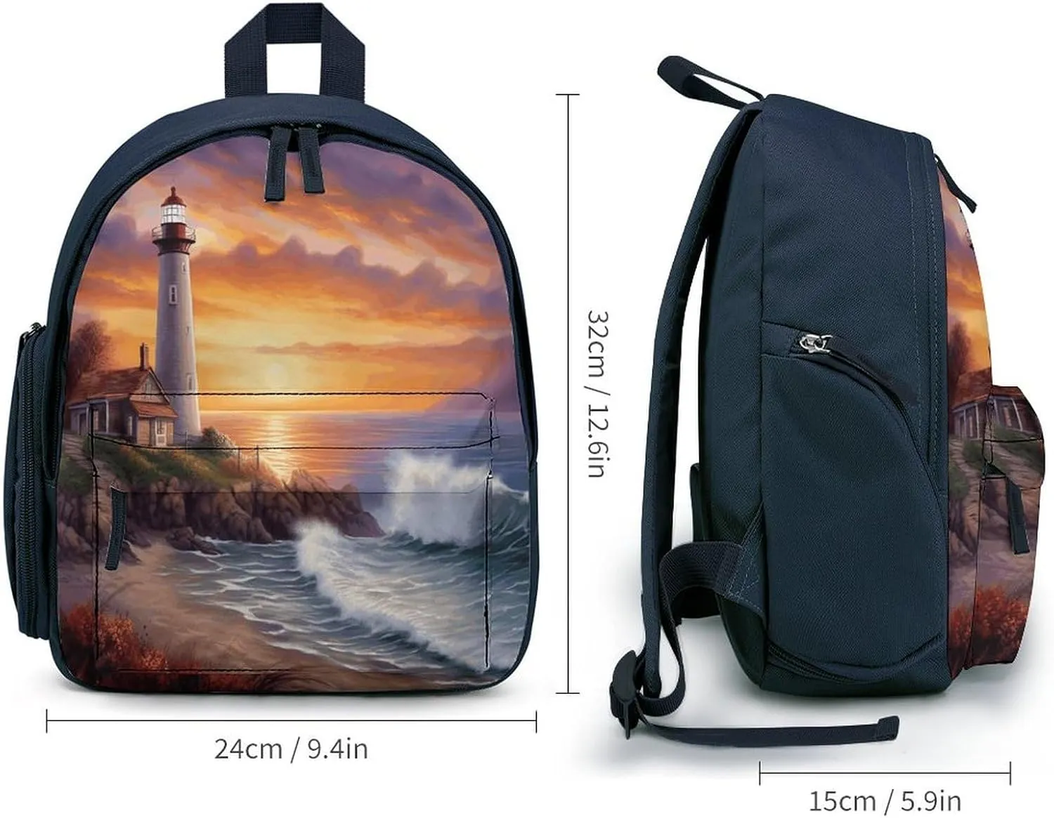 Lighthouse at Sunset Travel Backpack Casual Bag Lightweight Hiking Backpacks for Business, Travelling, Hiking